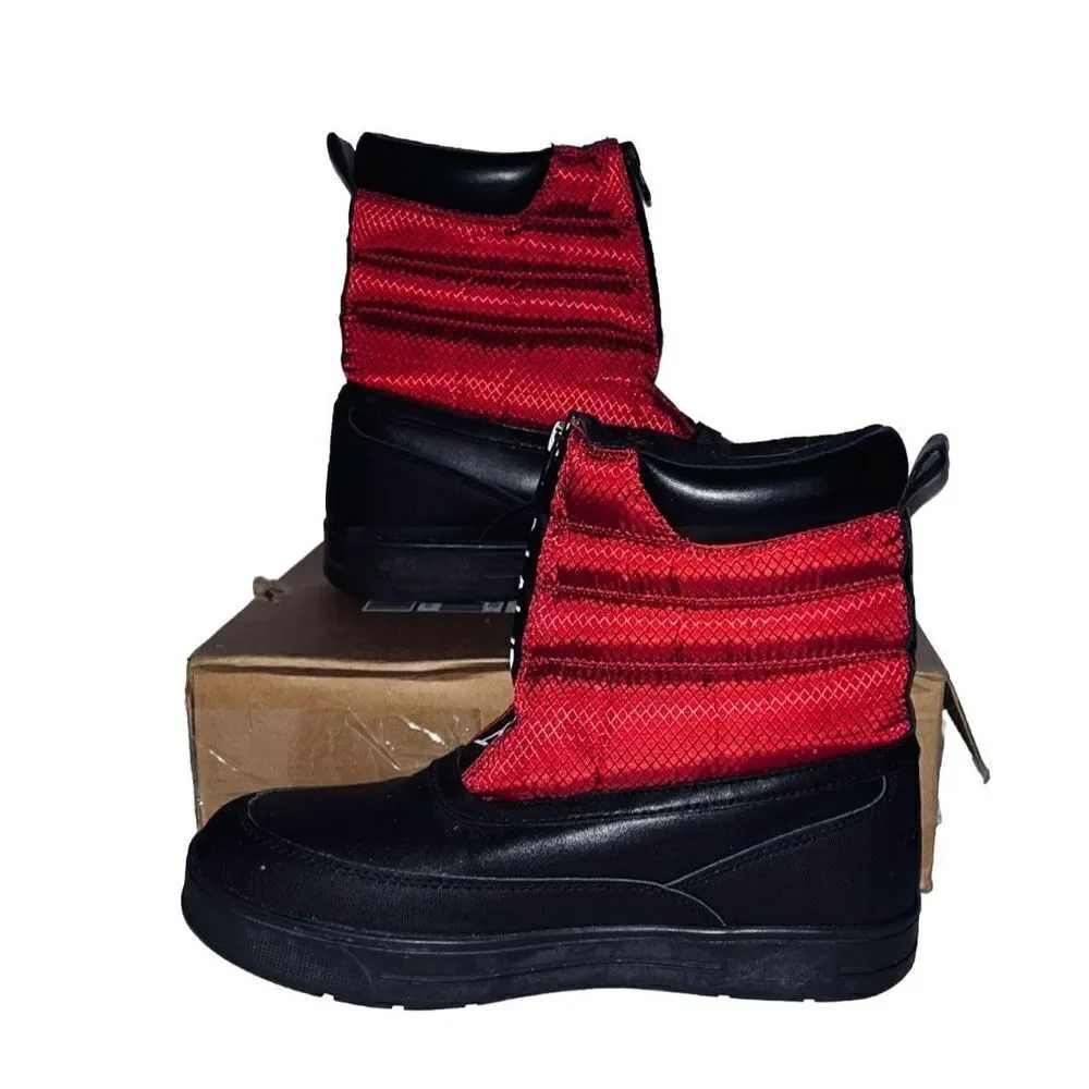 NAUTICA Men's Maten Weather Resistant Snow Zipper Insulated Duck Boot Sz 7 Red